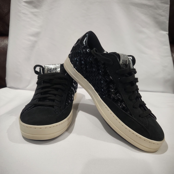 P448 Shoes - P448 Black and Silver John Rombo‎ Women's Sneakers